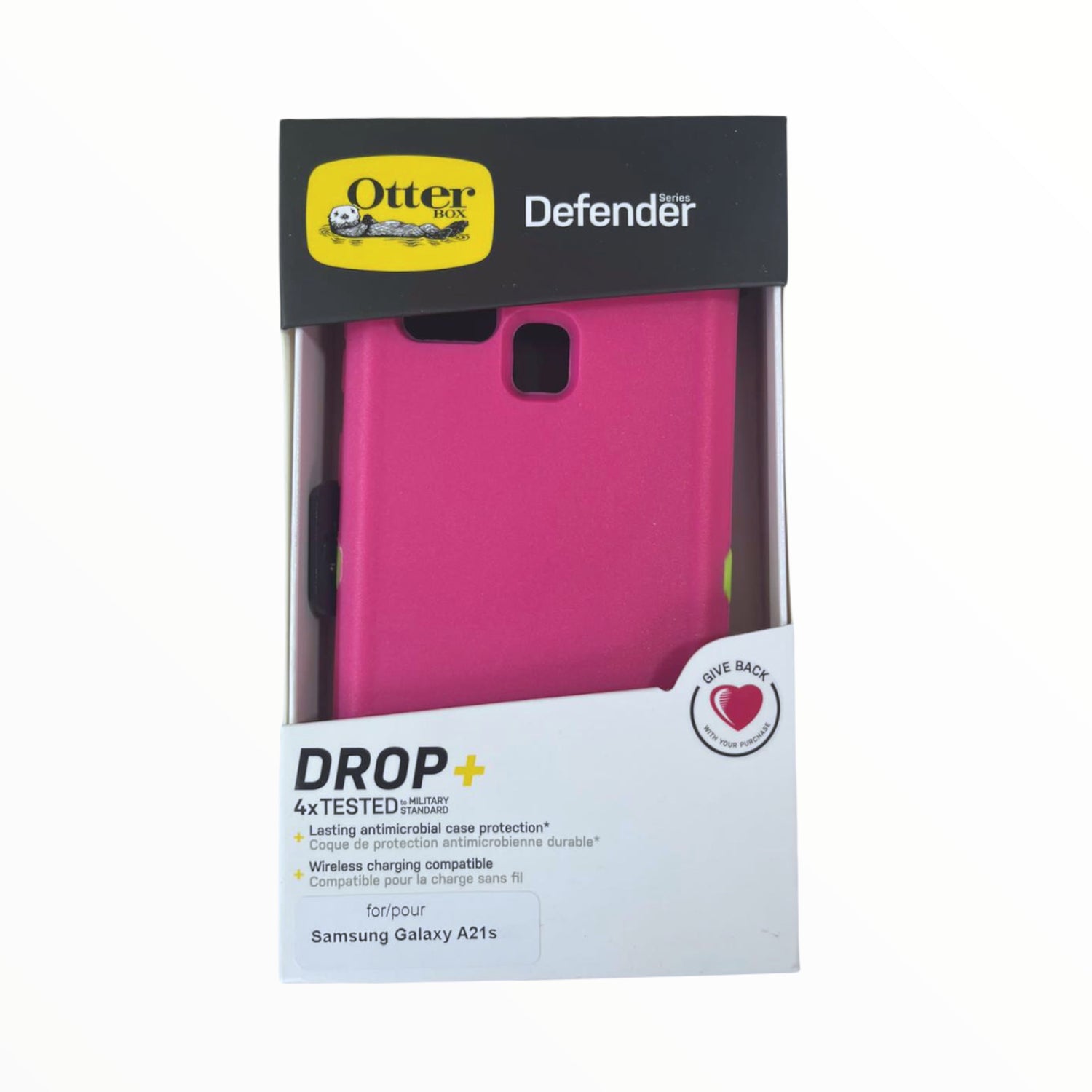 Estuche OtterBox Defender para Samsung Galaxy A21s Rosado Verde Shop name