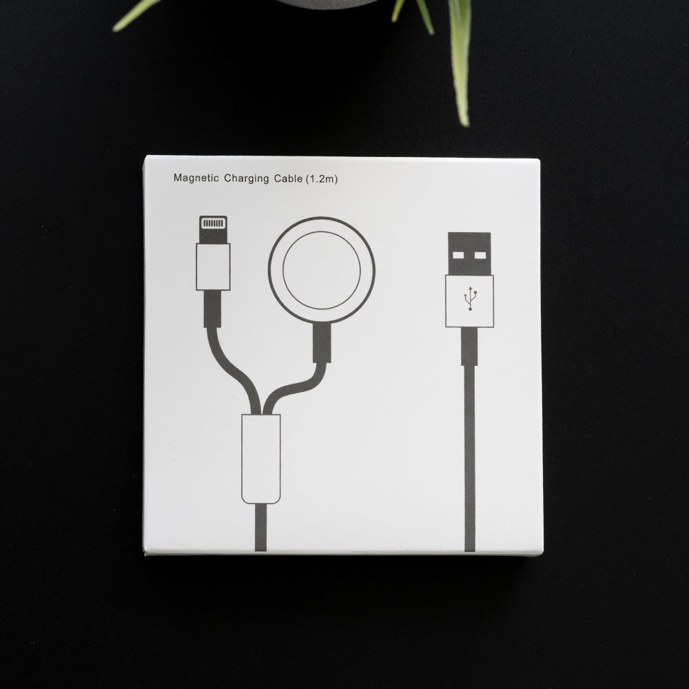 Cable apple multi proposito 2 en 1 lightning de apple watch color blanco Shop name