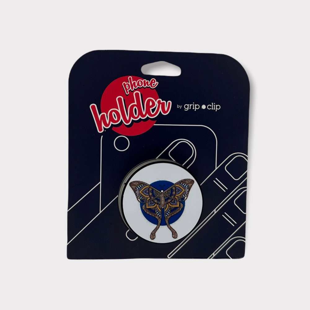 Accesorio grip clip holder mariposa con cafe fondo color azul Shop name