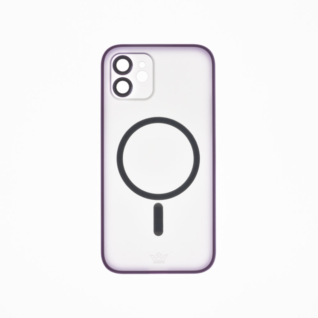 Estuche vidrio templado el rey magsafe con marco de vidrio templado de camara trasera apple iphone 12 color morado Shop name