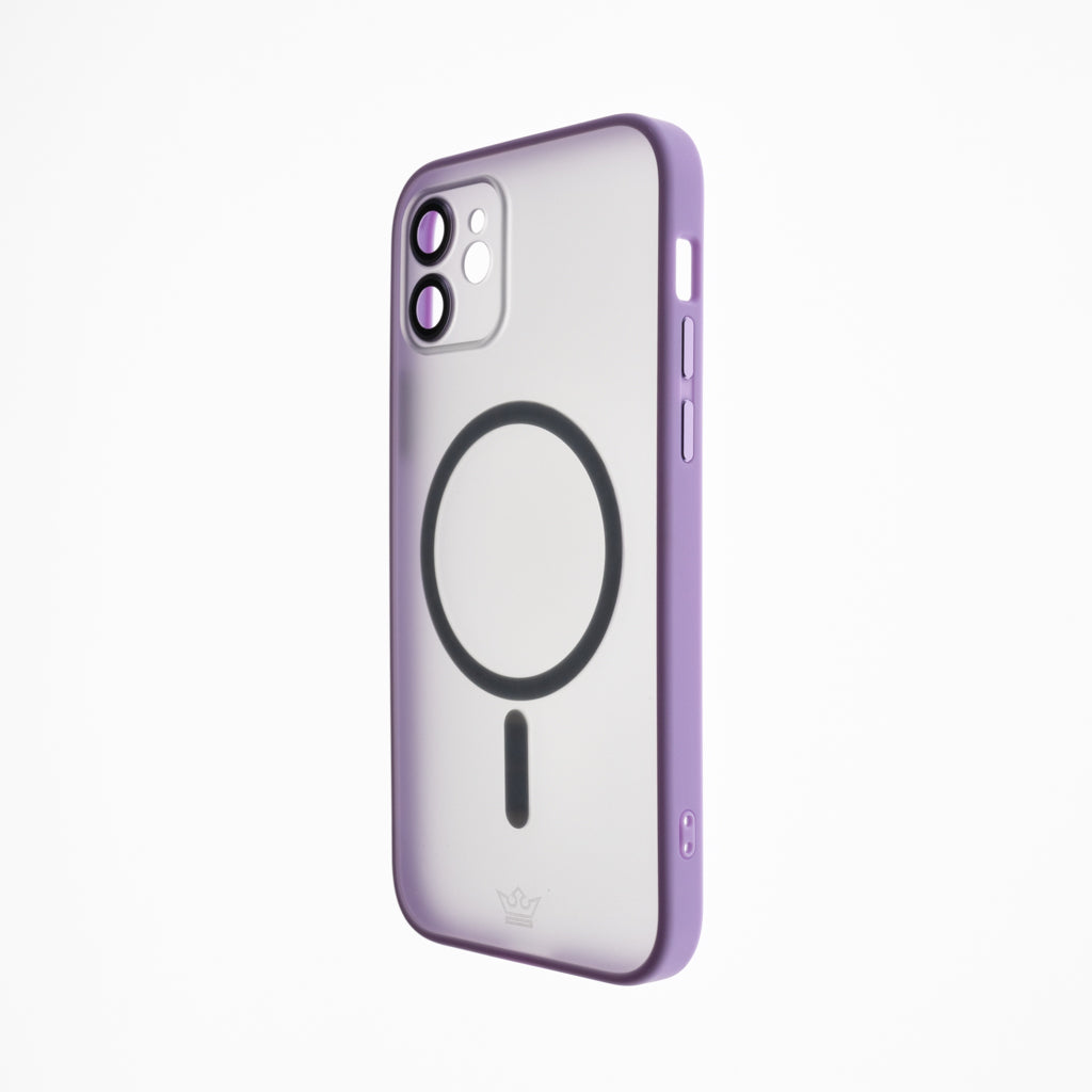 Estuche vidrio templado el rey magsafe con marco de vidrio templado de camara trasera apple iphone 12 color morado Shop name