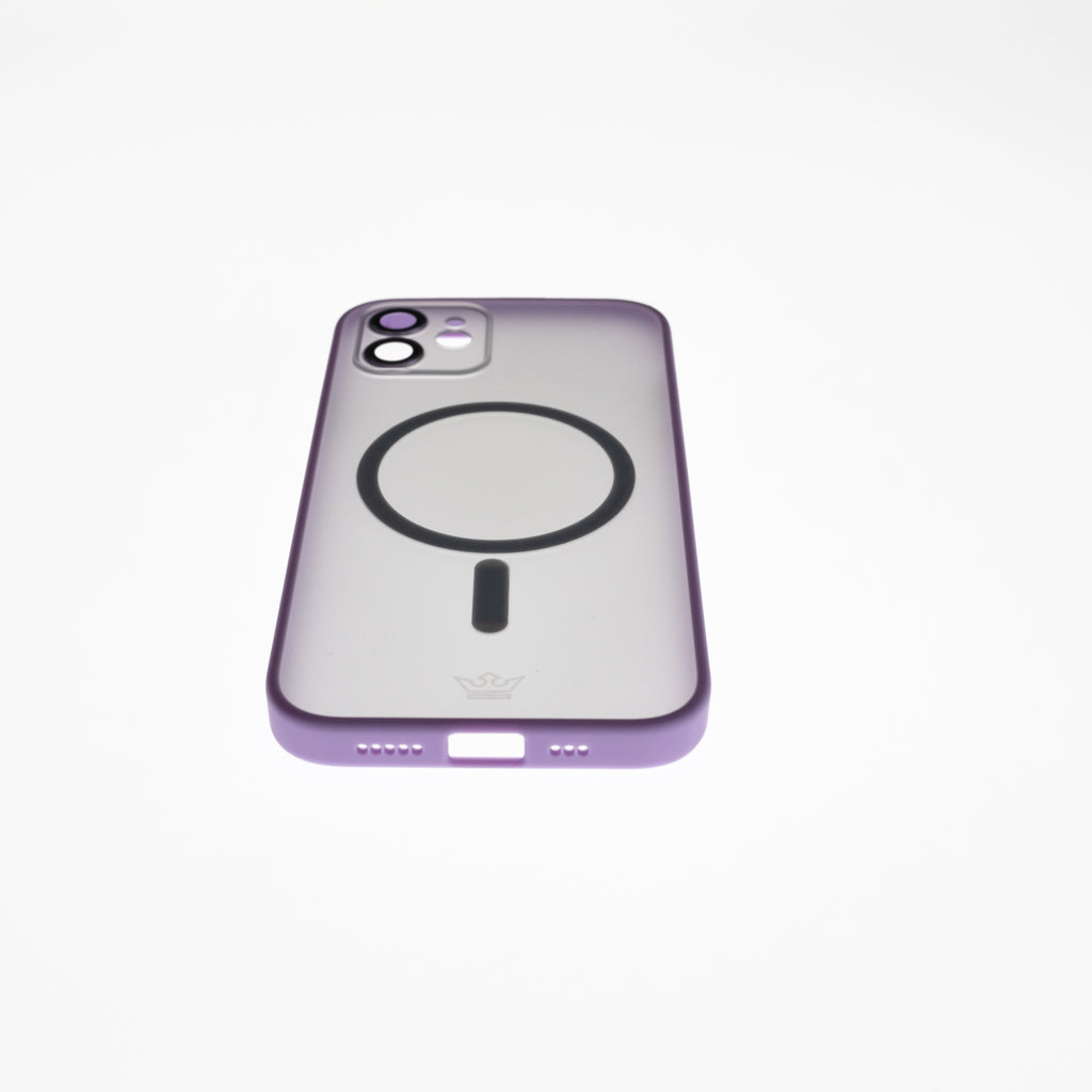 Estuche vidrio templado el rey magsafe con marco de vidrio templado de camara trasera apple iphone 12 color morado Shop name