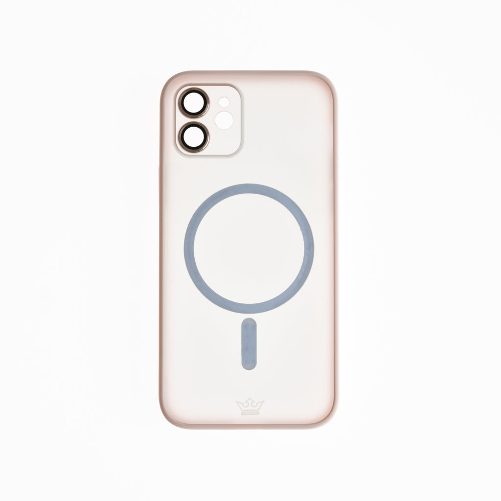 Estuche vidrio templado el rey magsafe con marco de vidrio templado de camara trasera apple iphone 12 color rosado Shop name