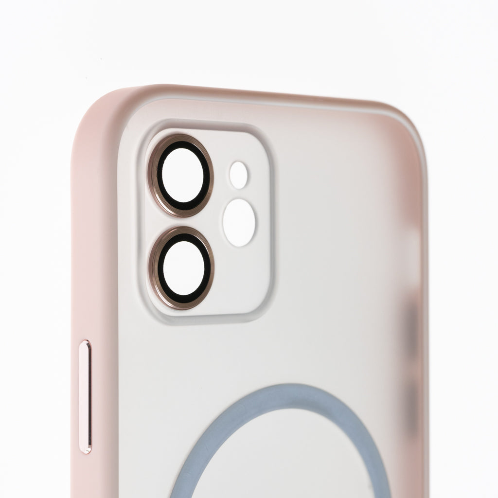 Estuche vidrio templado el rey magsafe con marco de vidrio templado de camara trasera apple iphone 12 color rosado Shop name