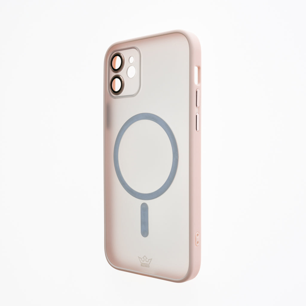 Estuche vidrio templado el rey magsafe con marco de vidrio templado de camara trasera apple iphone 12 color rosado Shop name