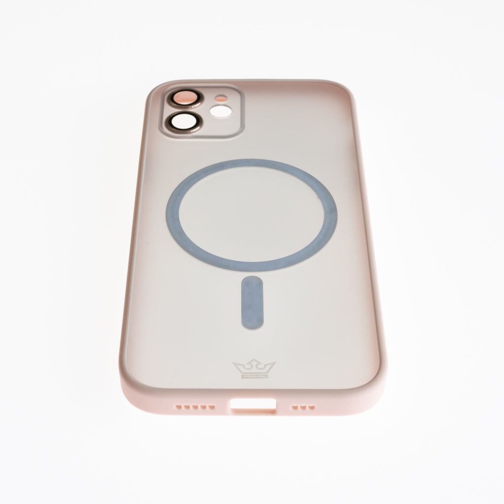 Estuche vidrio templado el rey magsafe con marco de vidrio templado de camara trasera apple iphone 12 color rosado Shop name