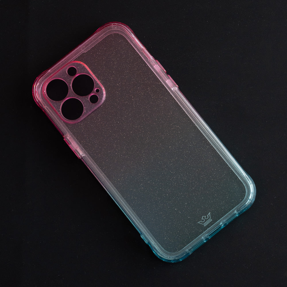 Estuche clasico el rey glitter degrade apple iphone 13 pro max color turquesa / rosado Shop name
