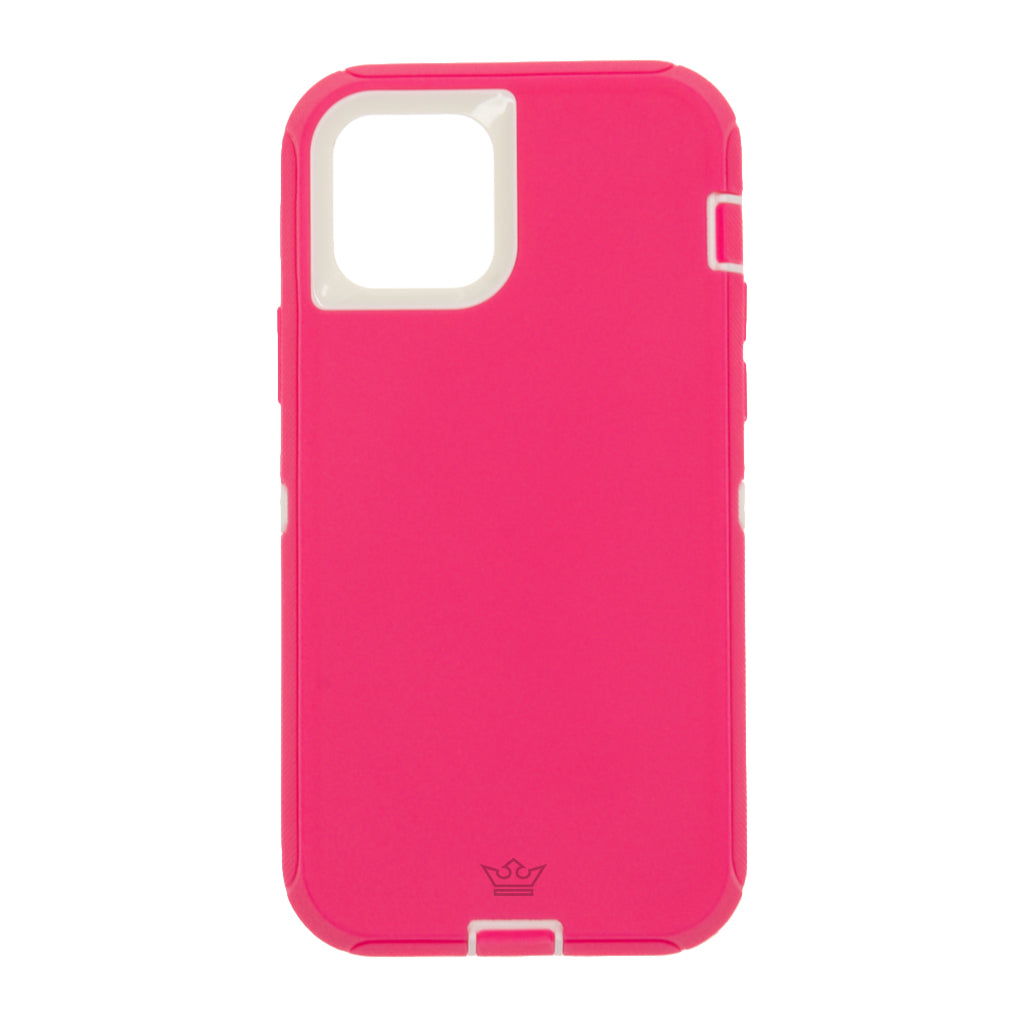 Estuche proteccion el rey defender con clip apple iphone 12 mini color rosado / blanco