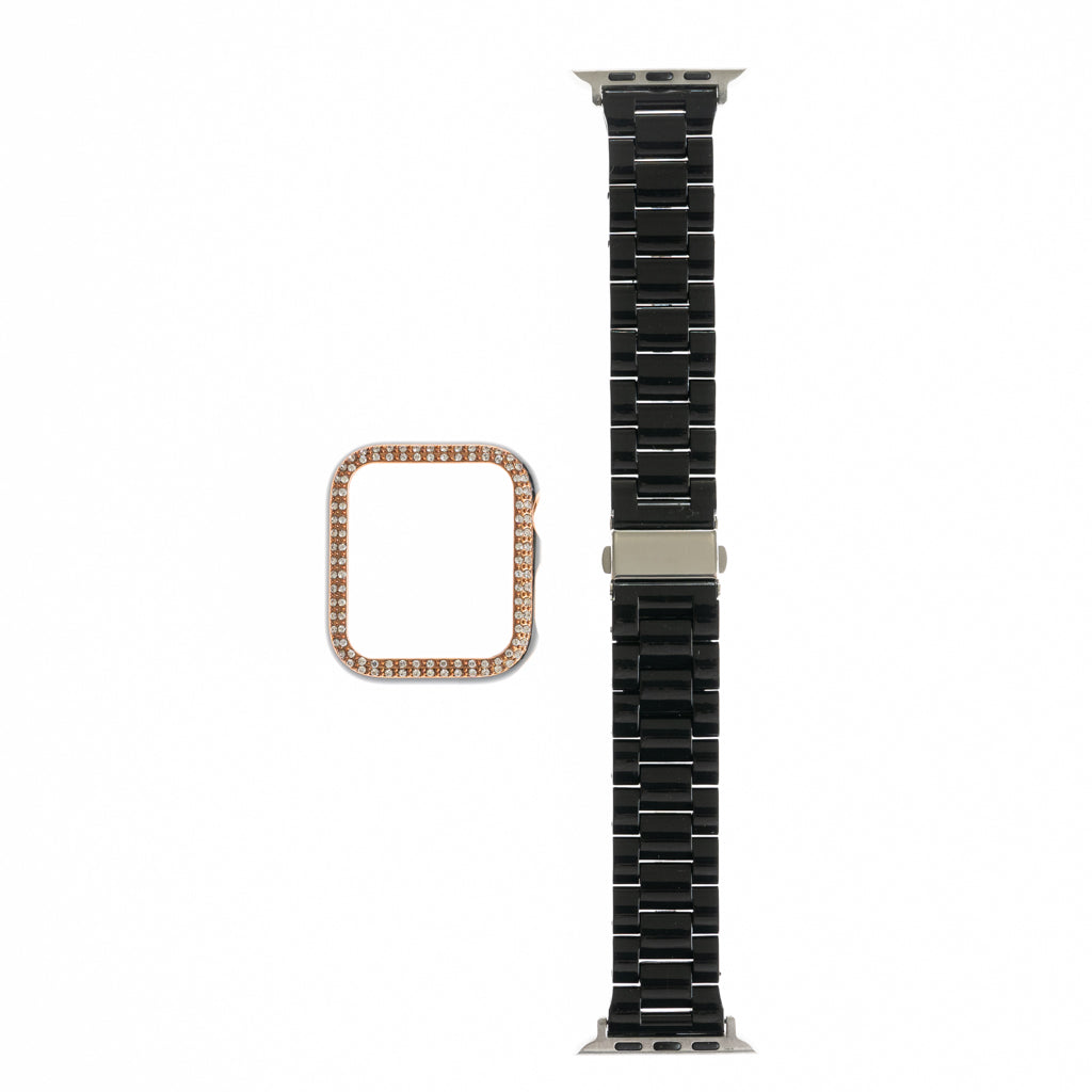 Accesorio generico pulsera con bumper de diamantes apple watch 45 mm color negro Shop name