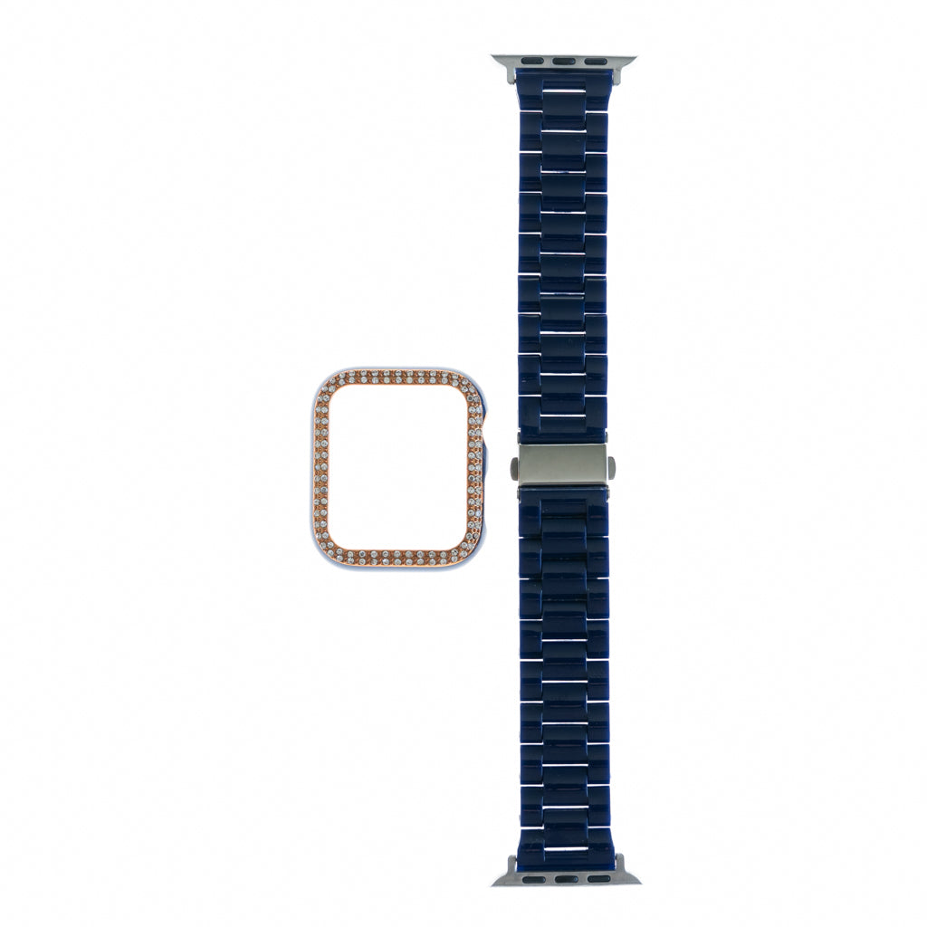 Accesorio generico pulsera con bumper de diamantes apple watch 45 mm color azul marino Shop name
