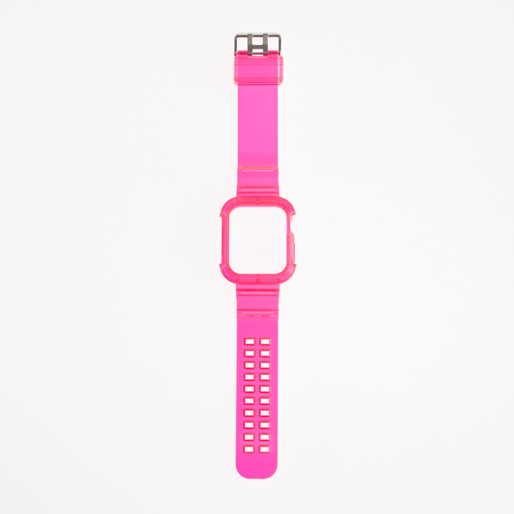 Pulseras generico + bumper rugged clear 45 mm fucsia neon Shop name