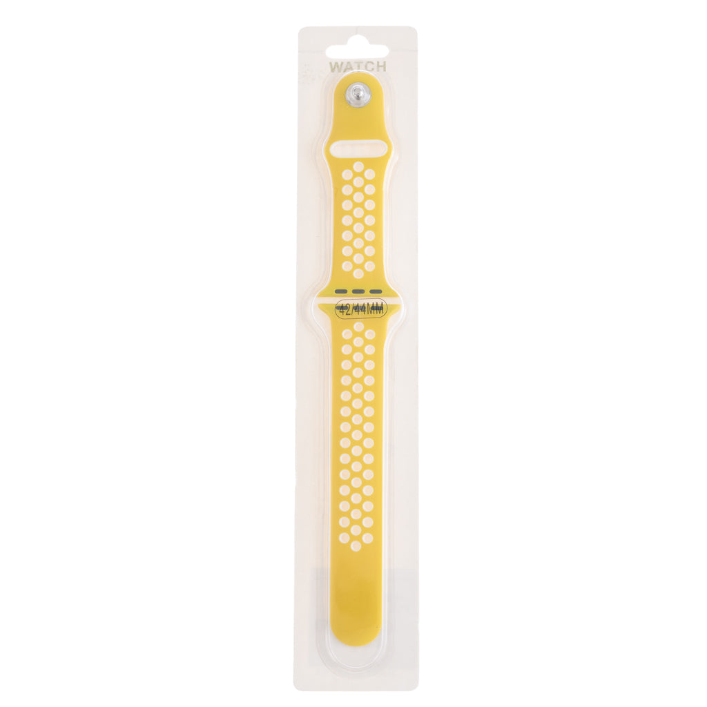 Accesorio el rey pulsera tipo nike apple watch 42 / 44 / 45 mm color amarillo / blanco Shop name