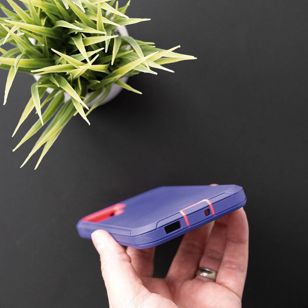 Estuche proteccion el rey defender samsung s22 color morado / rosado Shop name