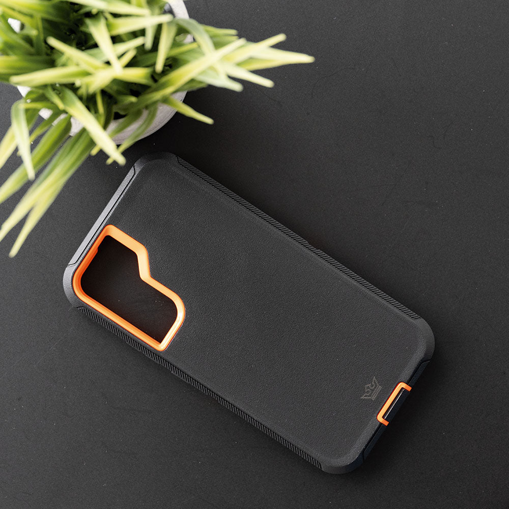 Estuche proteccion el rey defender samsung s22 plus color negro / naranja Shop name