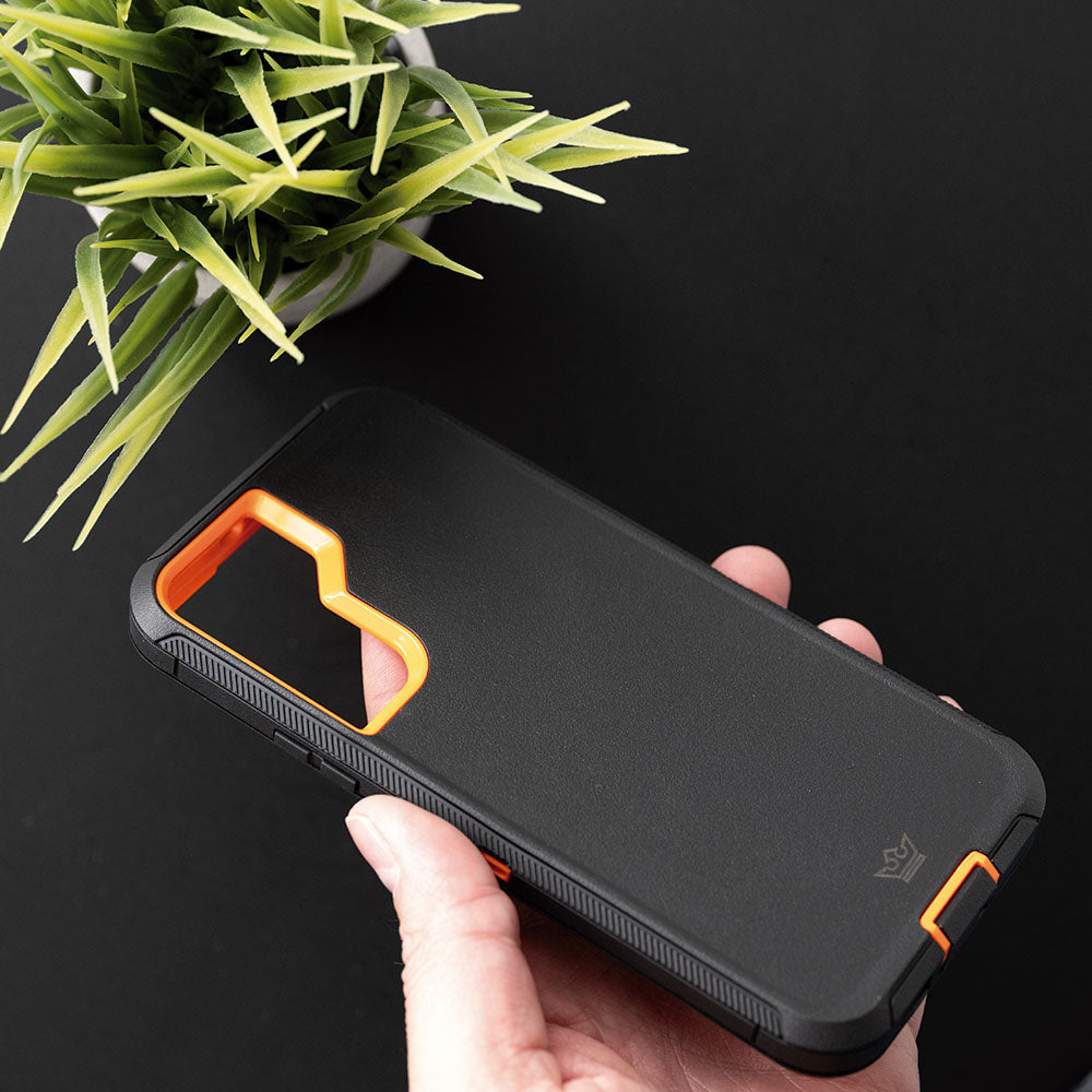 Estuche proteccion el rey defender samsung s22 plus color negro / naranja Shop name