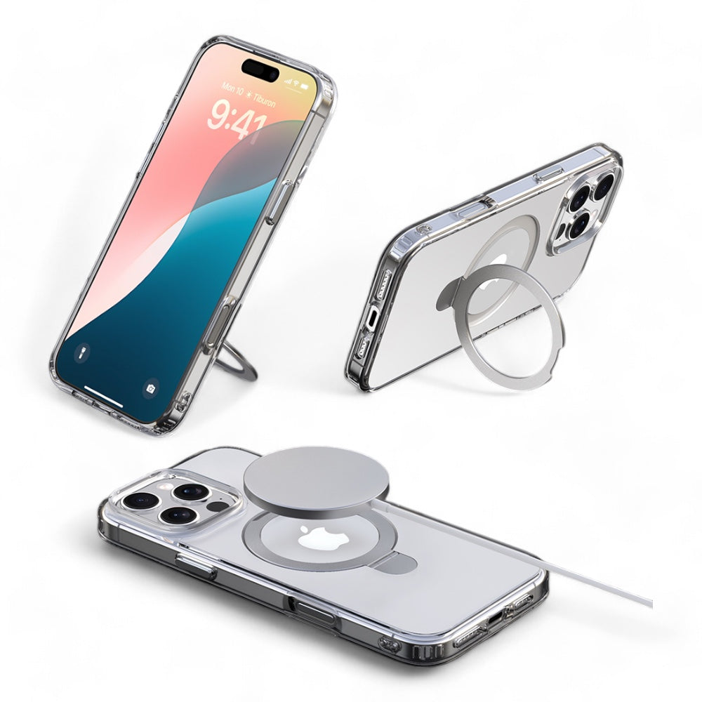 Estuche devia magsafe iphone 16 pro max clean series magnetic shockproof case with bracket color transparente Shop name