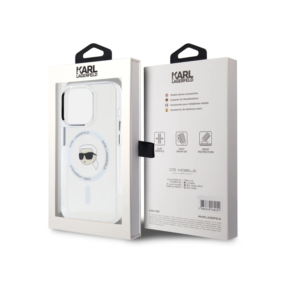 Karl Lagerfeld hc magsafe iml metal k. head white iphone 16 pro Shop name