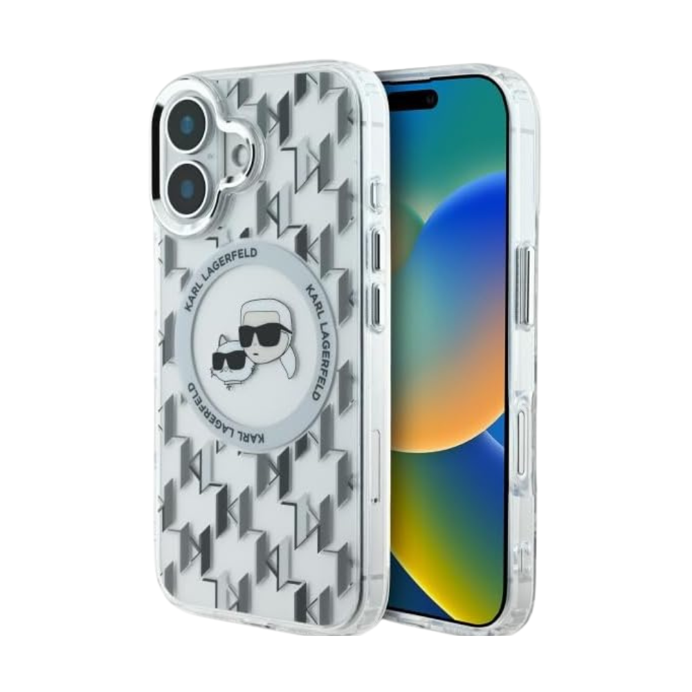Funda MagSafe Karl Lagerfeld Monograma Metálico Transparente Para IPhone 16 Shop name