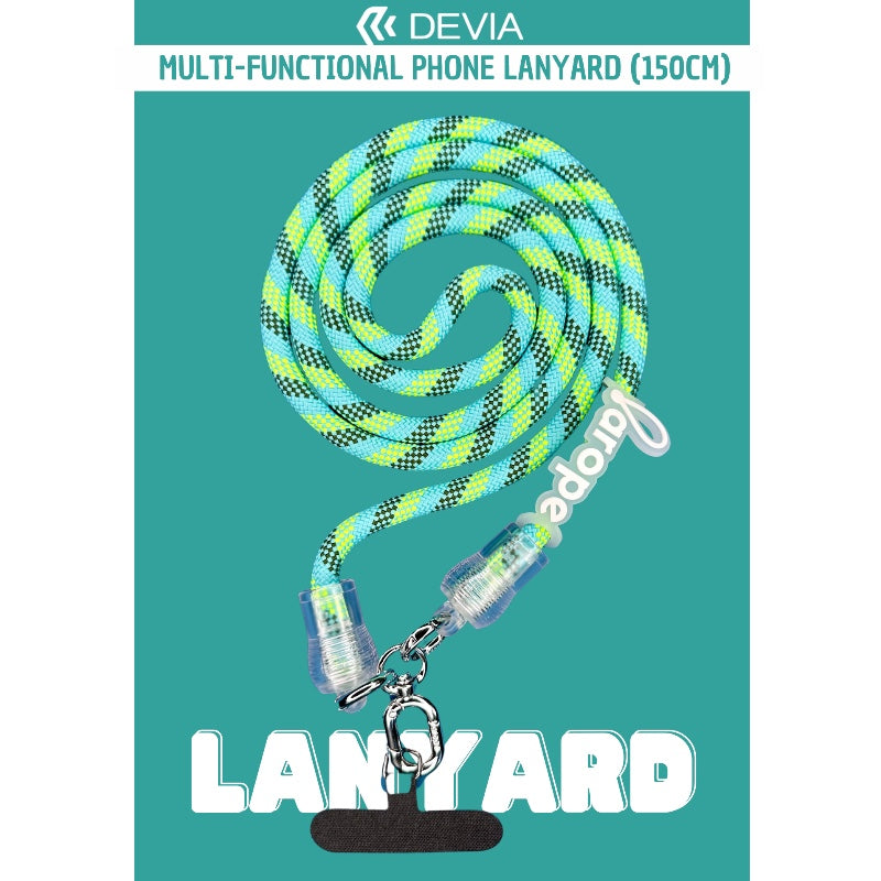 Accesorio devia strap 1.2 m largo con sujetadora new con colgador de llaves y audifonos color amarillo/azul  Shop name