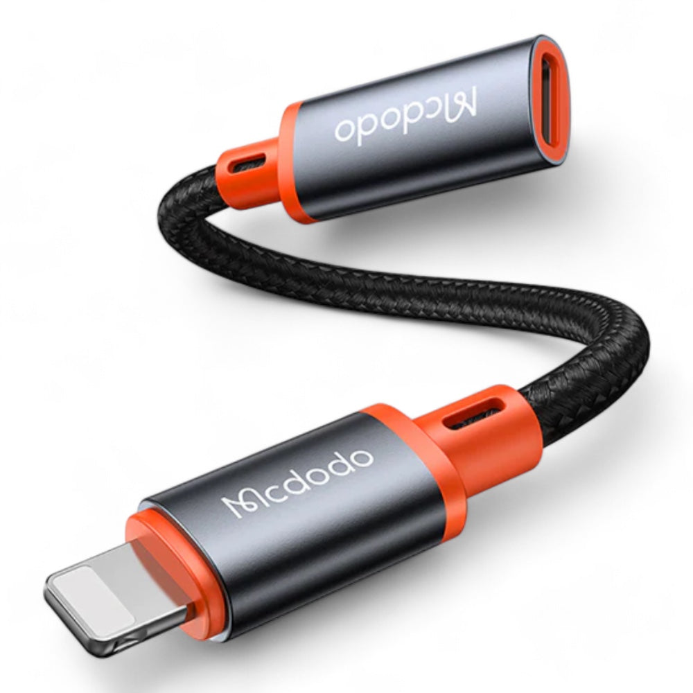 Adaptador mcdodo tipoc ca-1440 usb type c to lightning converter cable castle series color negro