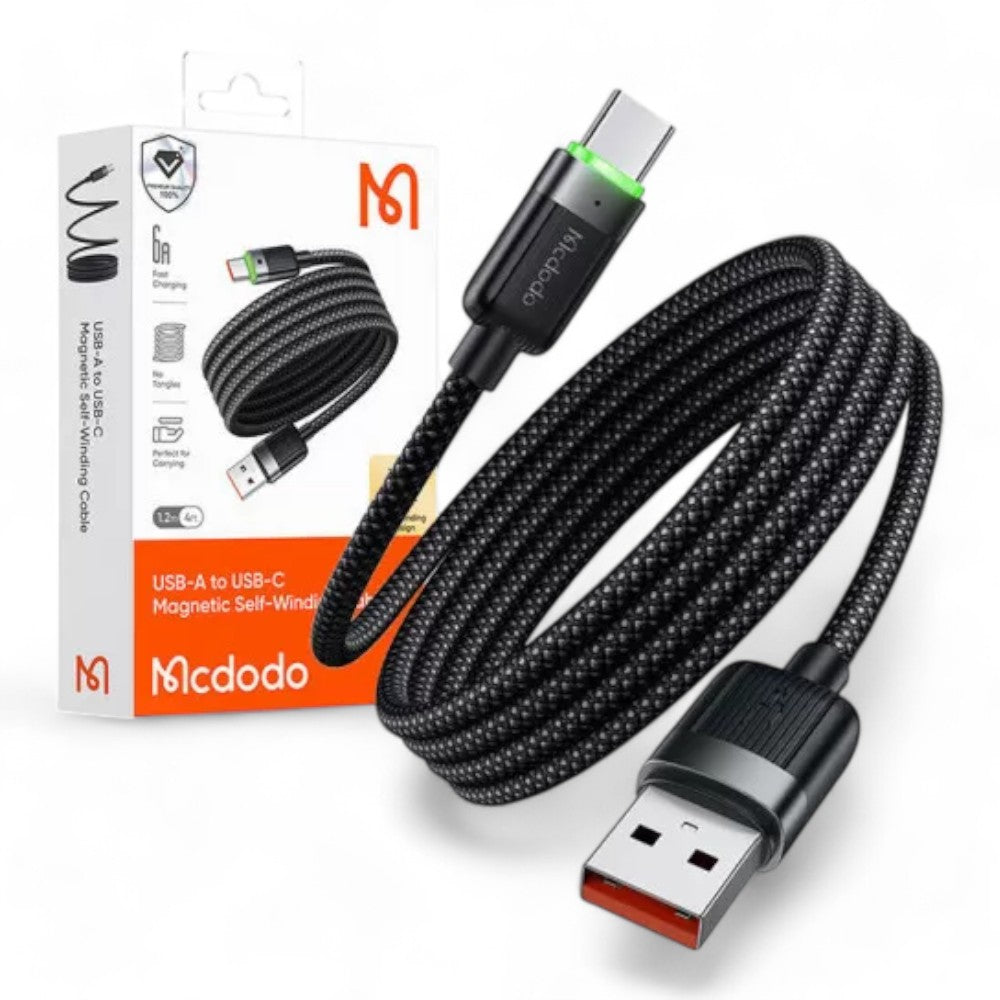 Cable mcdodo usb ca-5650 usb-a to usb-c magnetic self-winding cable 480mbps  color negro  Shop name