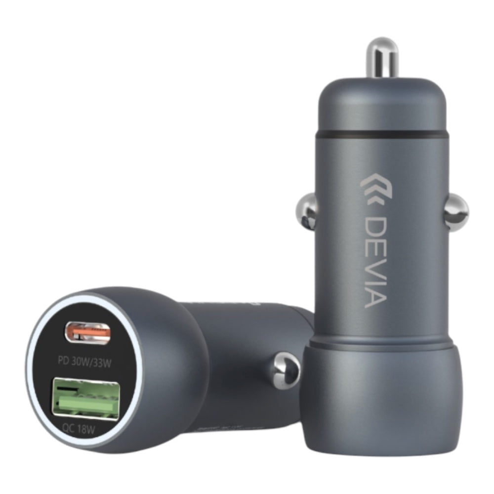 Devia EA507 Extreme Speed Series PD30W+QC3.0 18W Metal Full Compatible Fast Car Charger color Deep Sky Gray