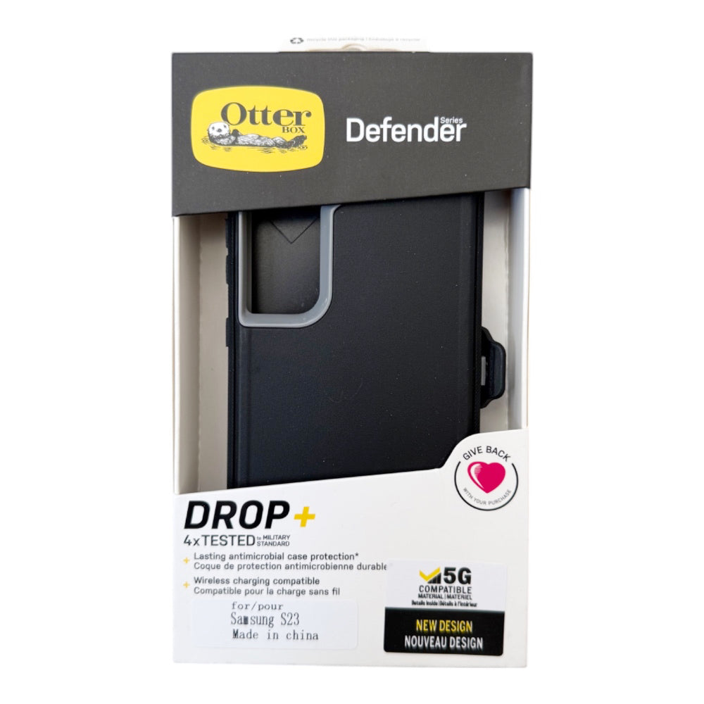 Estuche otterbox defender con clip color negro / gris modelo  samsung s23