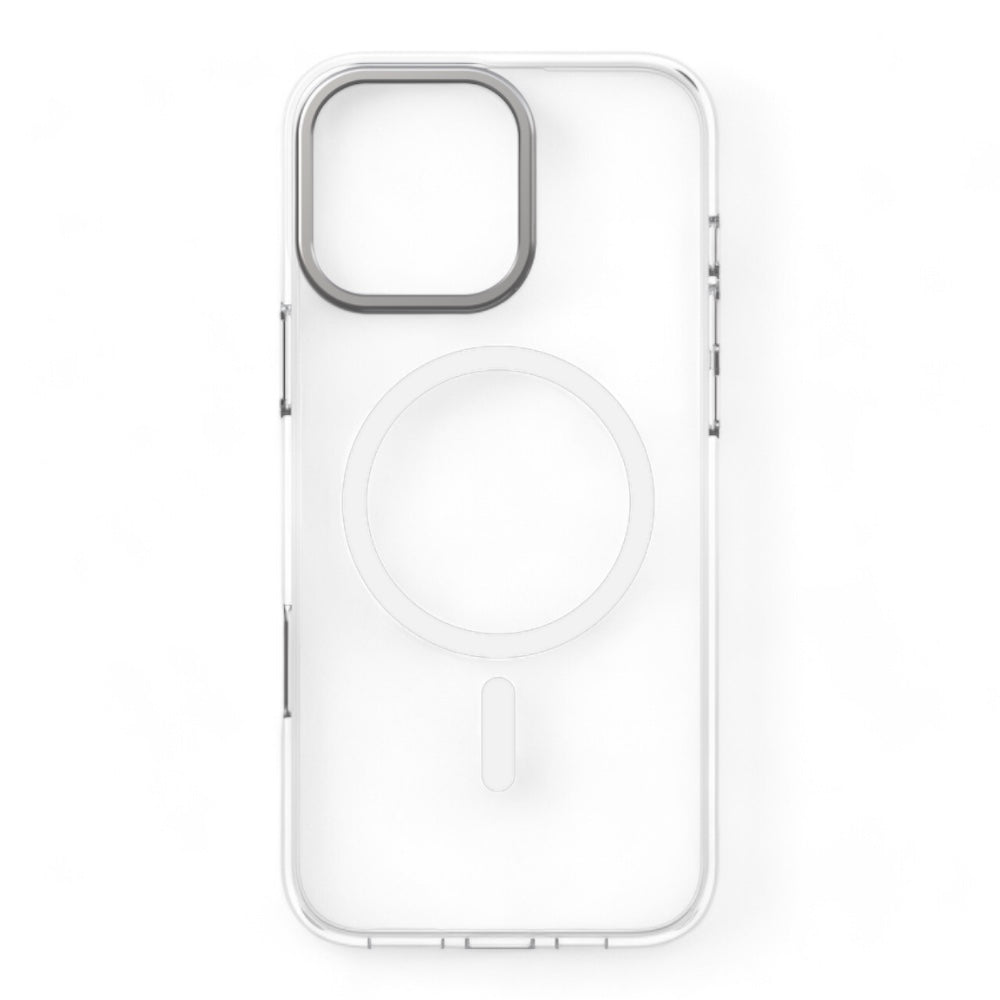 Estuche devia magsafe iphone 16 snow crystal series magnetic shockproof case with bracket color transparente