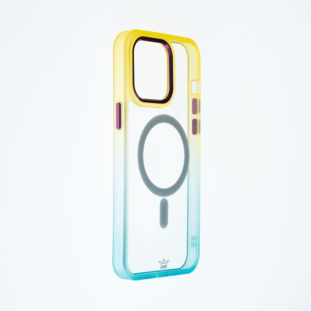 Estuche magsafe el rey degrade borde y magsafe apple iphone 14 pro max color amarillo / menta