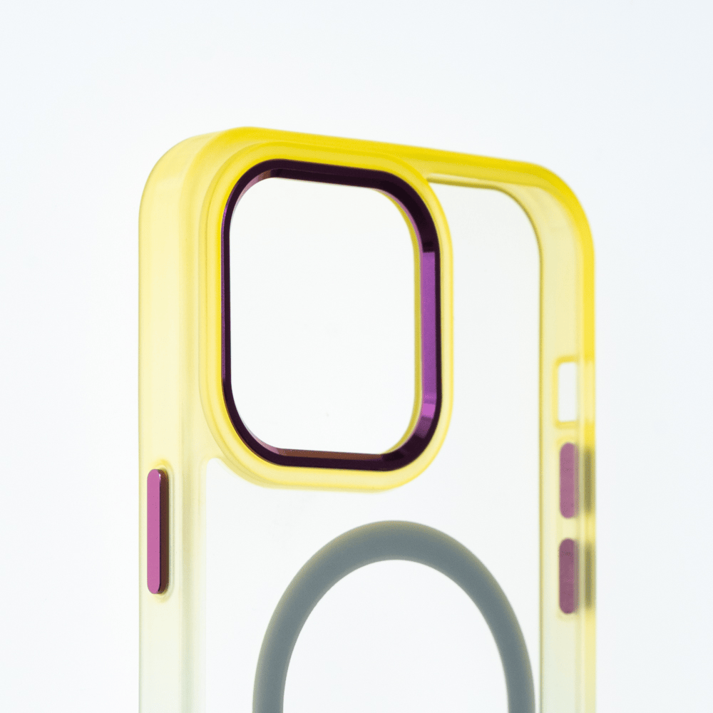 Estuche magsafe el rey degrade borde y magsafe apple iphone 14 pro max color amarillo / menta