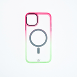 Estuche magsafe el rey degrade borde y magsafe apple iphone 14 plus color rosado / verde