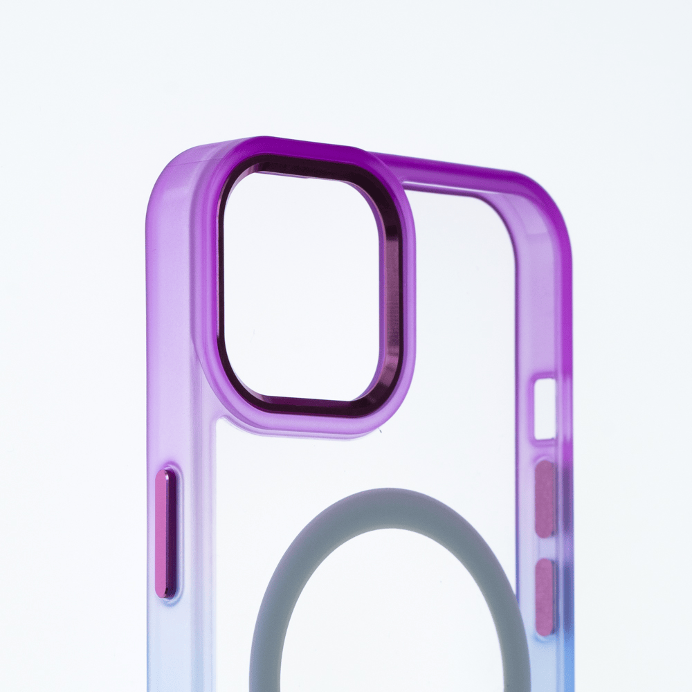 Estuche magsafe el rey degrade borde y magsafe apple iphone 14 plus color morado / azul