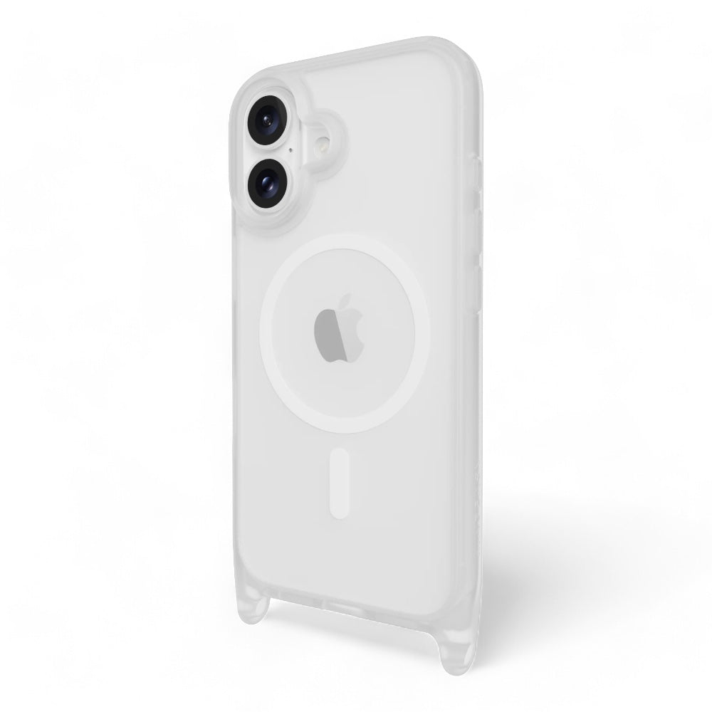 Estuche mageasy roam iphone 16 plus roam m shockproof protective case with lanyard  color transparente/negro