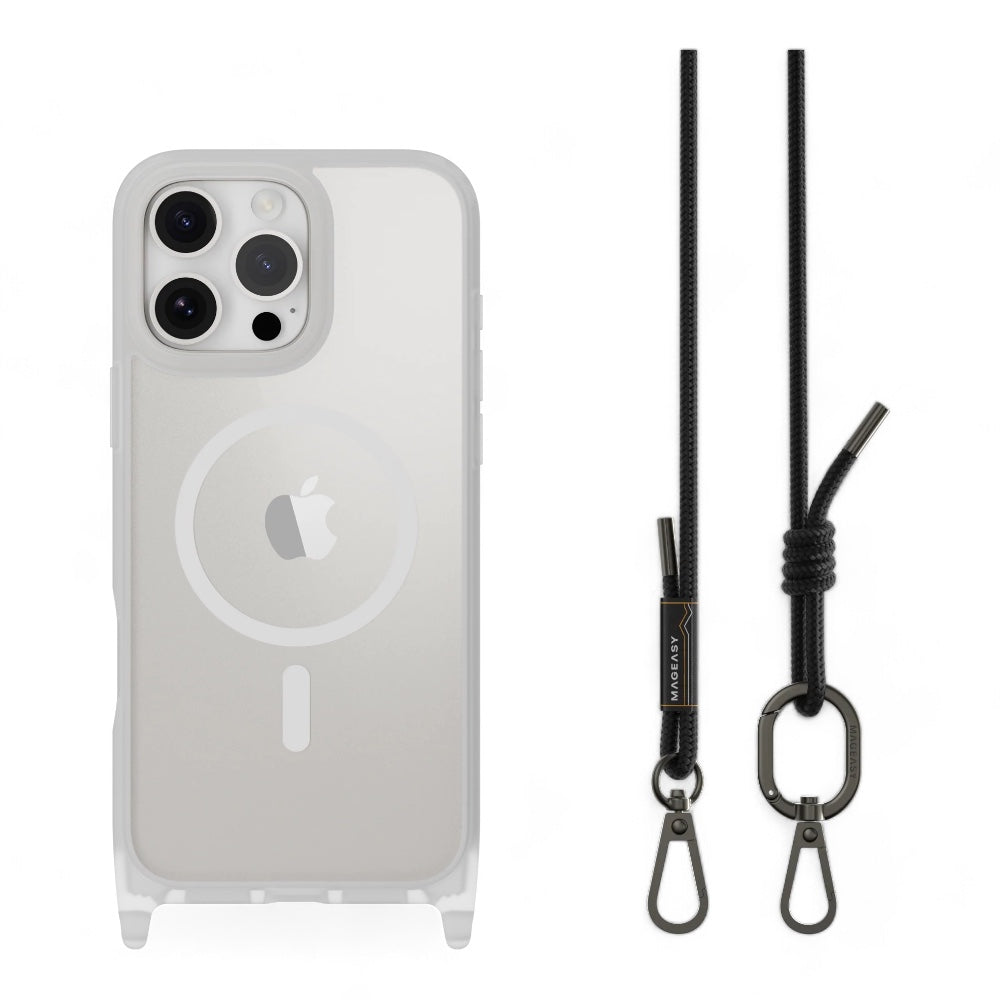Estuche mageasy roam iphone 16 pro max roam m shockproof protective case with lanyard color plateado