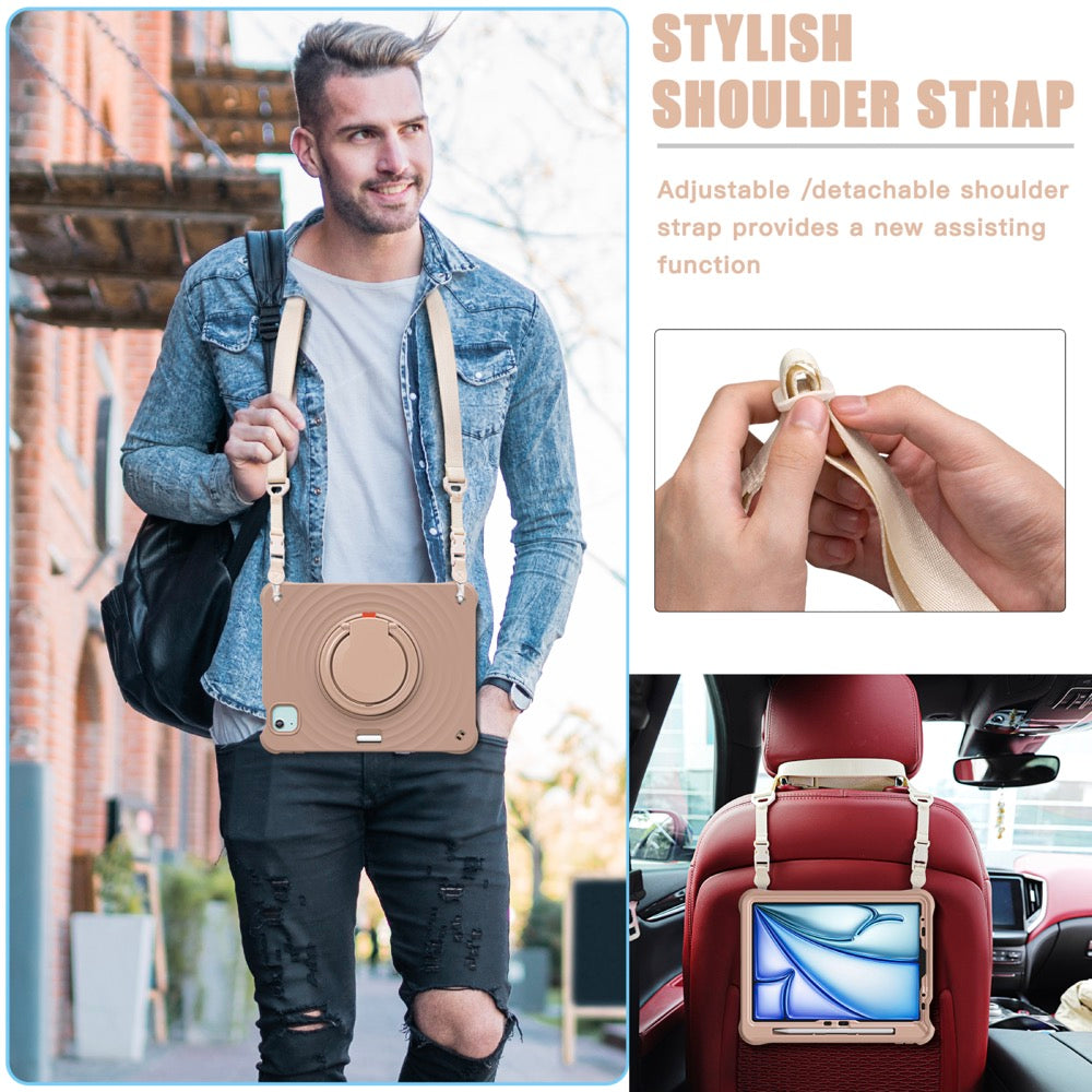 Estuche chief engineer b series modelo ipad air 11 2024 color cafe con strap