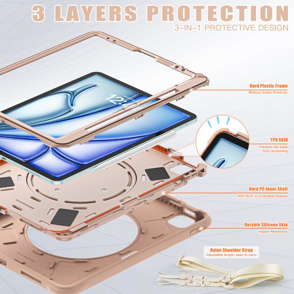 Estuche chief engineer b series modelo ipad air 13 2024 color cafe con strap