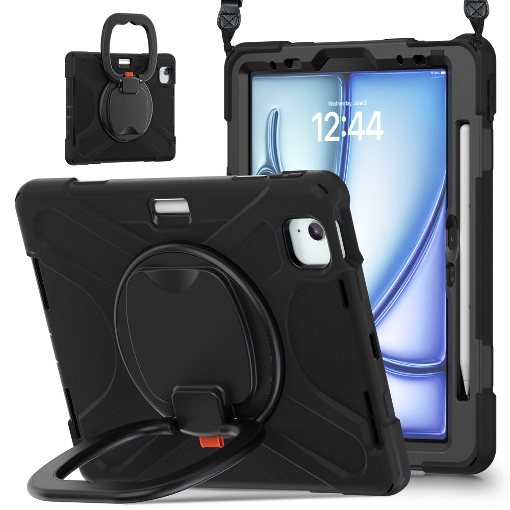 Estuche pirate b series modelo ipad air 11 2024 color negro con strap