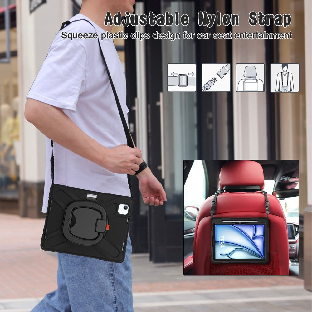 Estuche pirate b series modelo ipad air 11 2024 color negro con strap