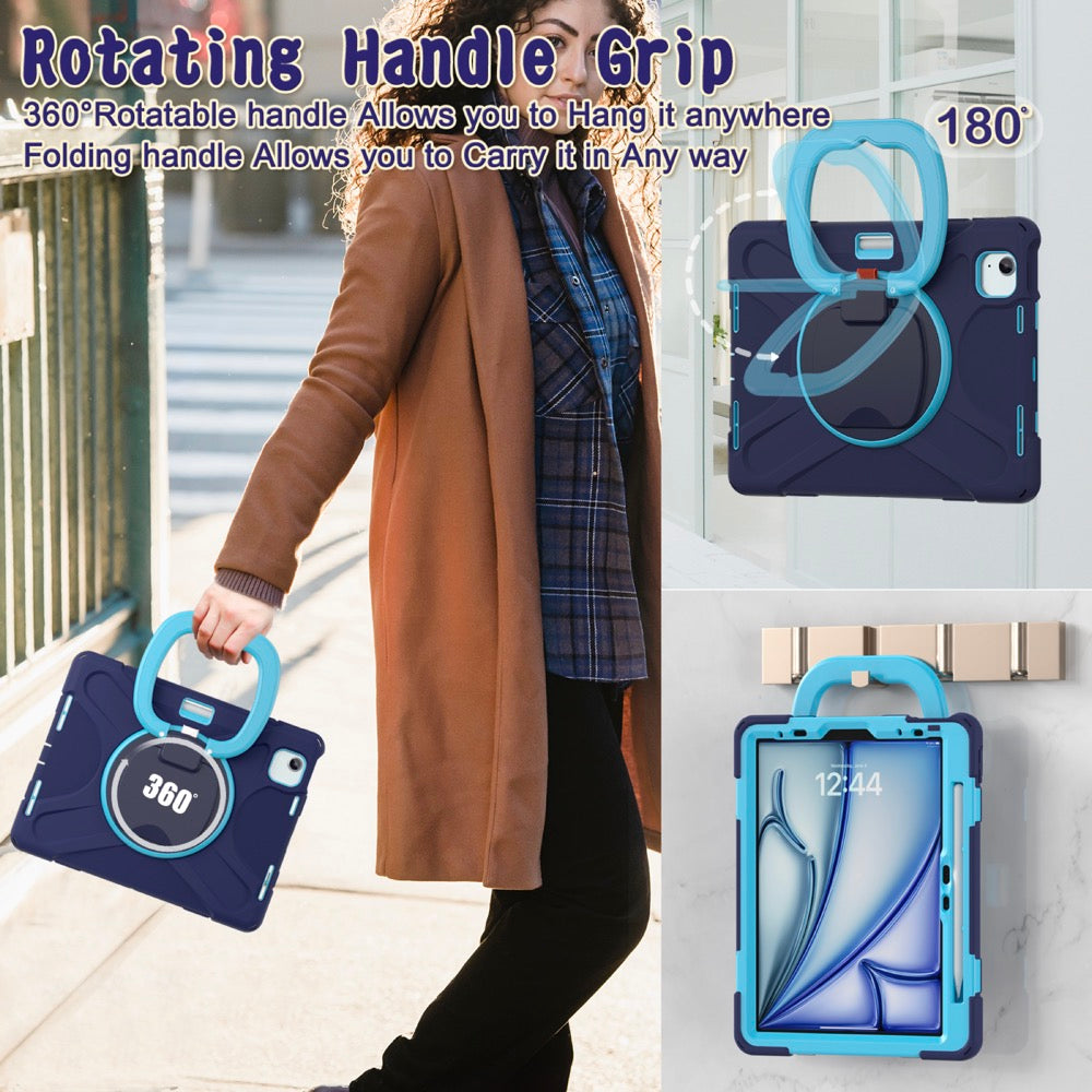 Estuche pirate b series modelo ipad air 11 2024 color azul marino / celeste con strap