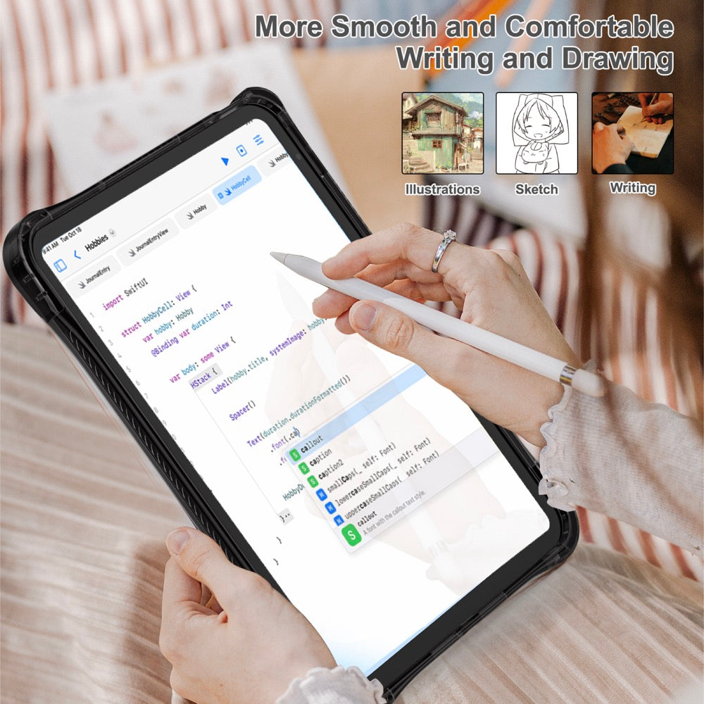 Estuche transparent b series modelo ipad 10 th color negro con strap