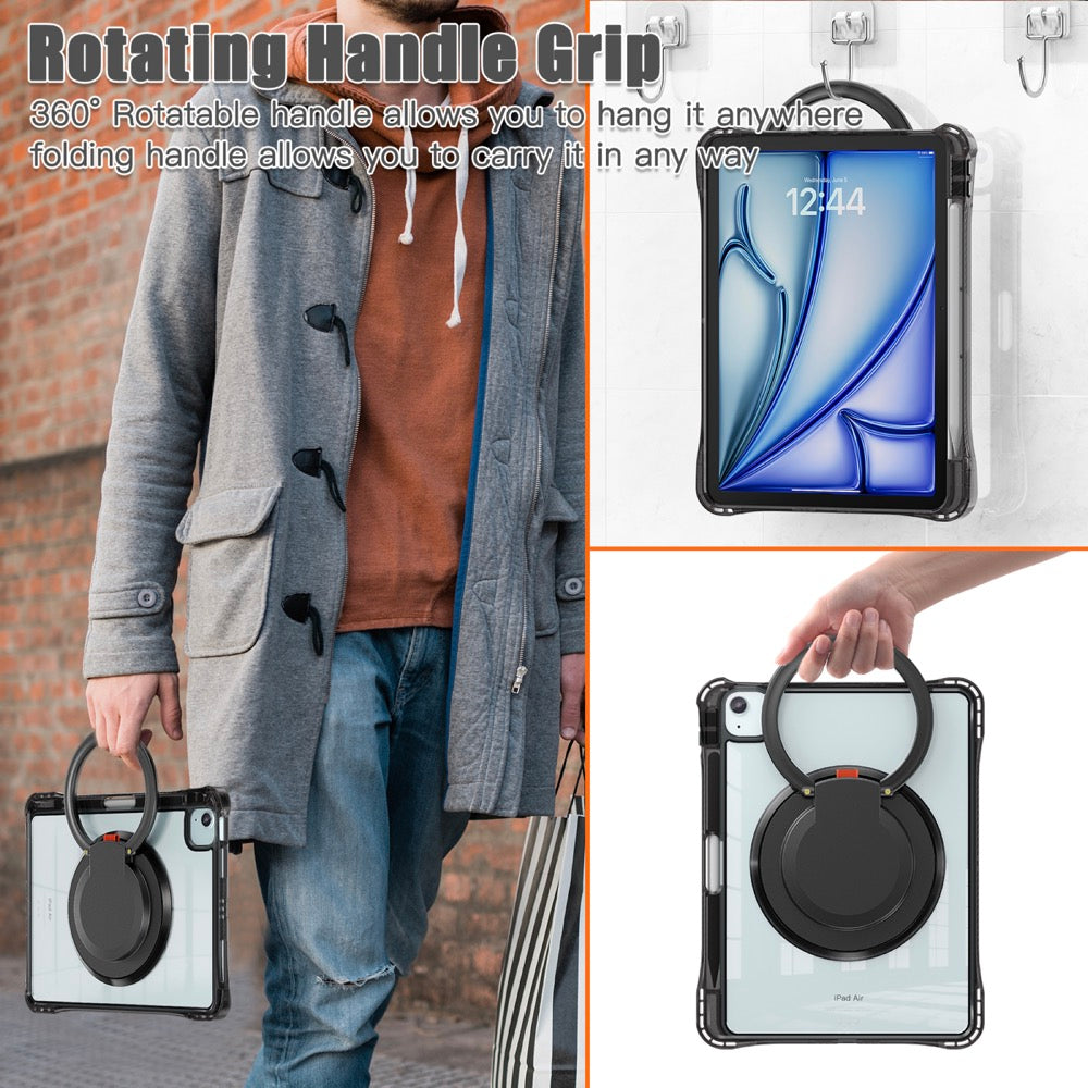 Estuche transparent b series modelo ipad air 11 2024 color negro con strap