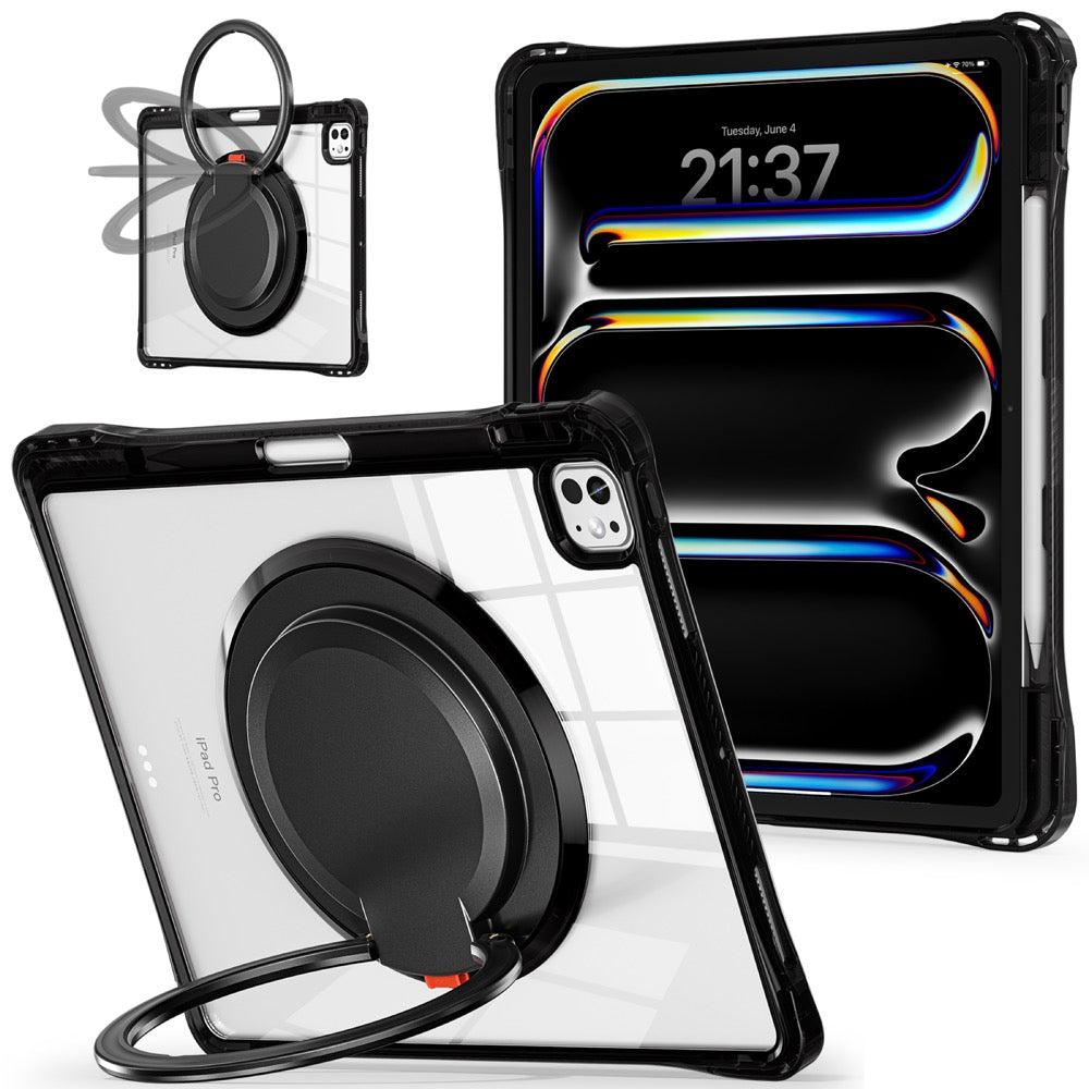 Estuche transparent b series modelo ipad pro 13 2024 color negro con strap