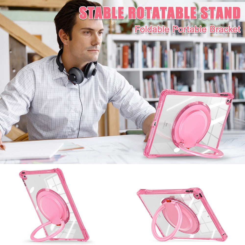 Estuche transparent b series modelo ipad 10.2 color fucsia con strap