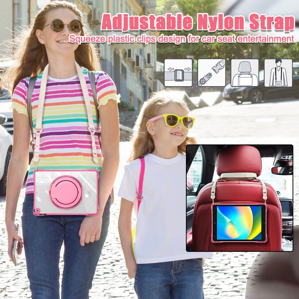 Estuche transparent b series modelo ipad 10.2 color fucsia con strap