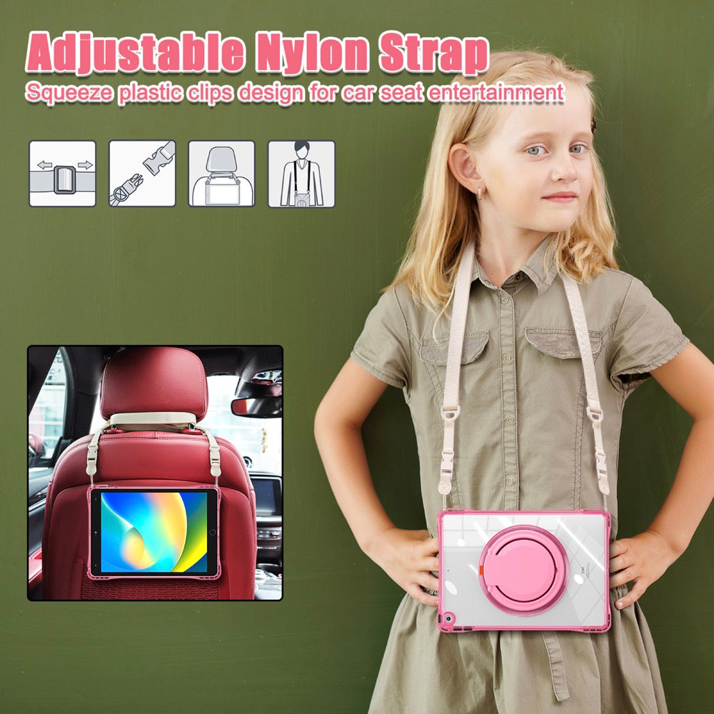Estuche transparent b series modelo ipad 10.2 color fucsia con strap