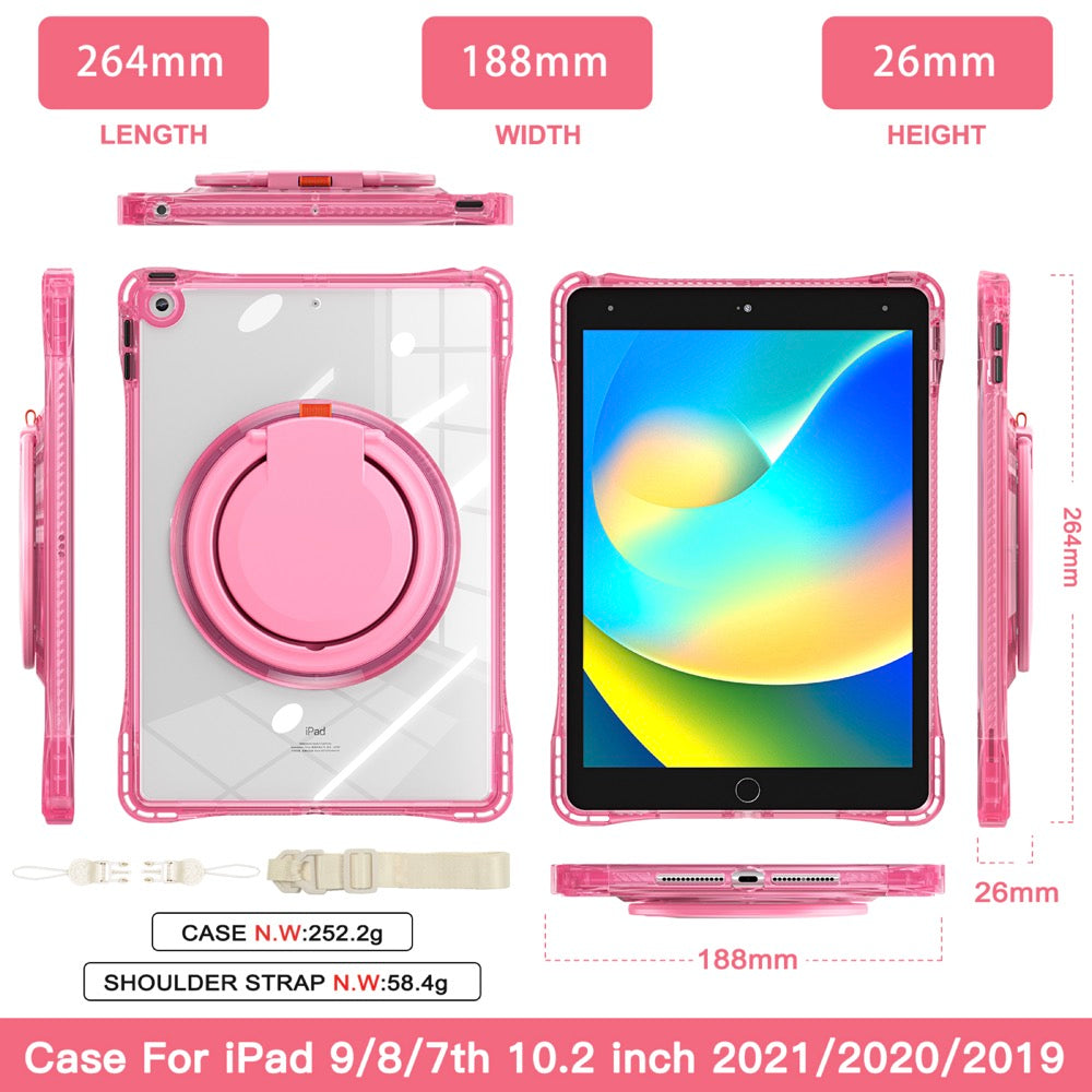 Estuche transparent b series modelo ipad 10.2 color fucsia con strap