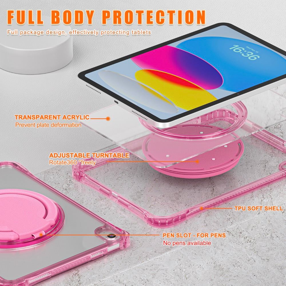 Estuche transparent b series modelo ipad 10 th color fucsia con strap  Shop name