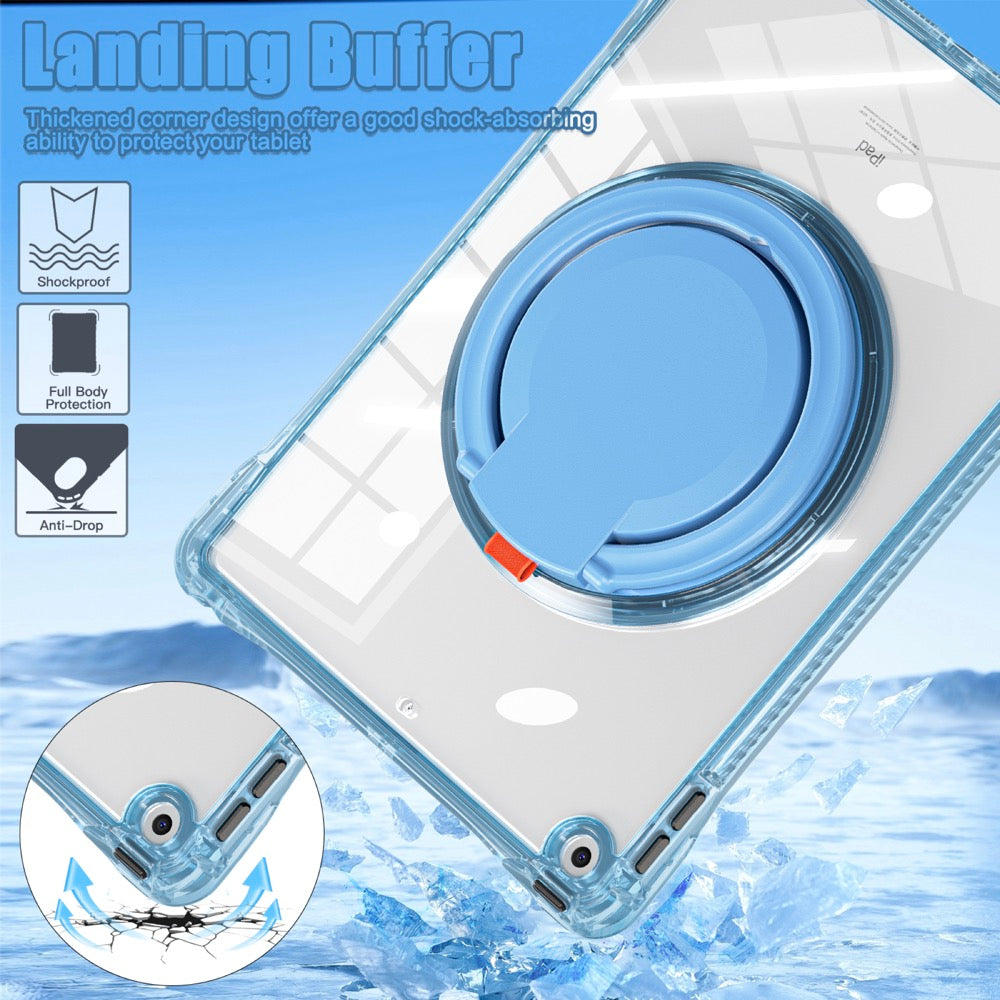 Estuche transparent b series modelo ipad 10.2 color celeste con strap