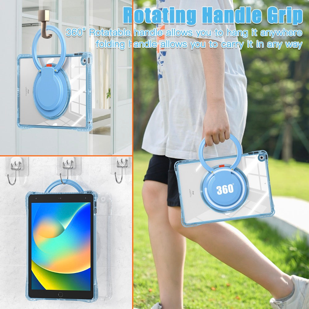 Estuche transparent b series modelo ipad 10.2 color celeste con strap