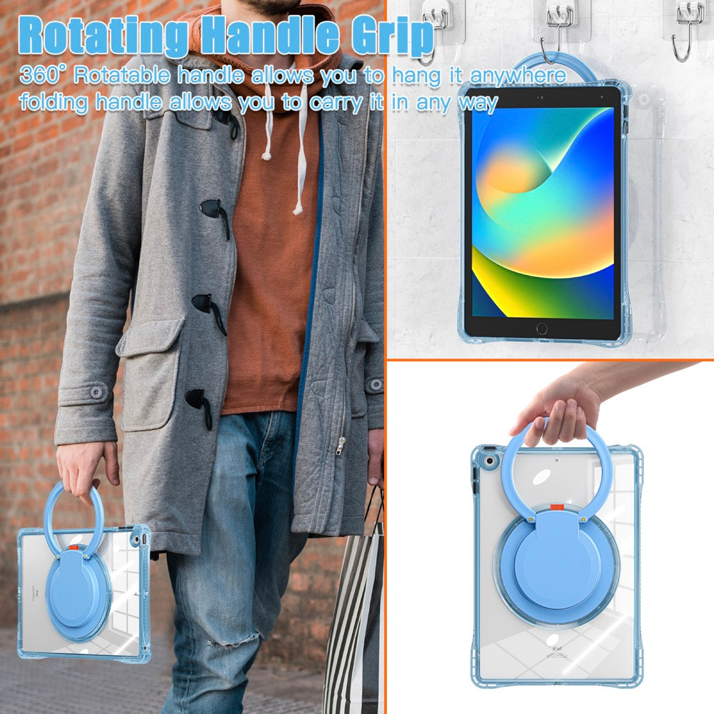Estuche transparent b series modelo ipad 10.2 color celeste con strap